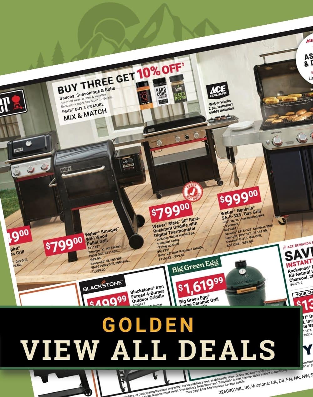 Flyer-style page featuring March Red Hot Buys with multiple product images, bold red pricing, and limited-time savings highlighted. Includes a mix of seasonal items and hardware essentials with original prices and discounted prices clearly displayed.
