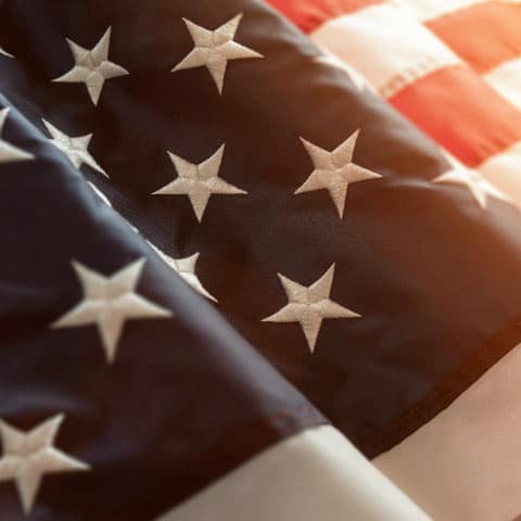 Close-up picture of a wavy American flag