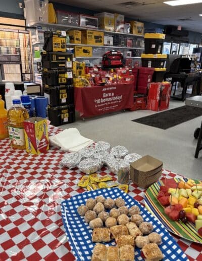 Breakfast spread and event setup at Colorado Ace Summit County B2B Breakfast