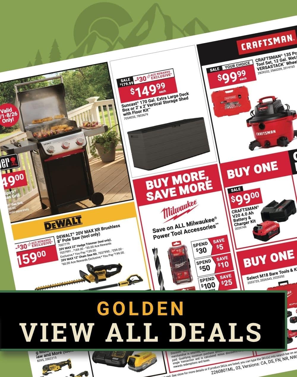 Red Hot Buys flyer showing cleaning supplies, paper products, and home essentials at Colorado Ace Golden