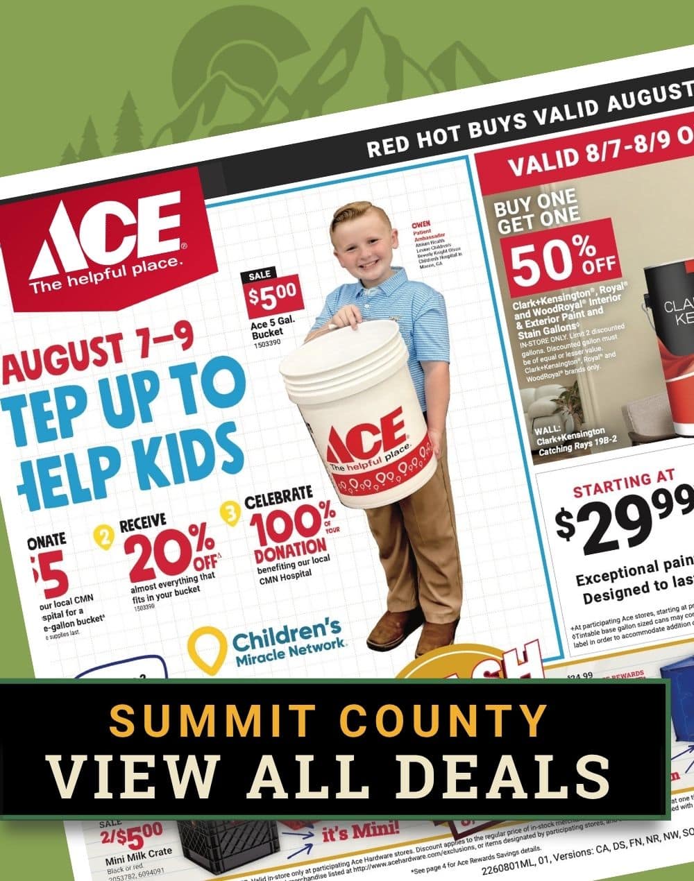 Red Hot Buys flyer featuring wild bird seed, garden products, and seasonal essentials at Colorado Ace Summit County