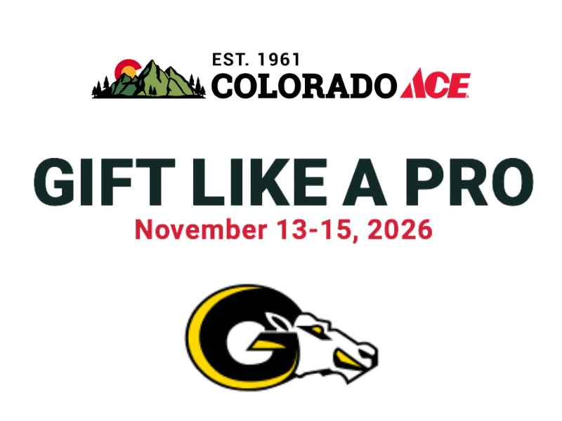 Colorado Ace Gift Like a Pro event, November 13–15, 2026, featuring the Green Mountain Rams logo.