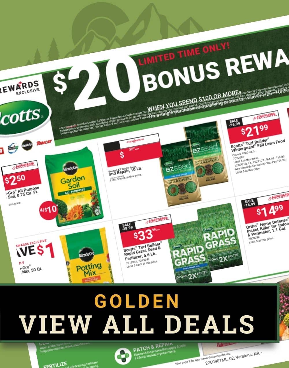 Red Hot Buys flyer showing cleaning supplies, paper products, and home essentials at Colorado Ace Golden
